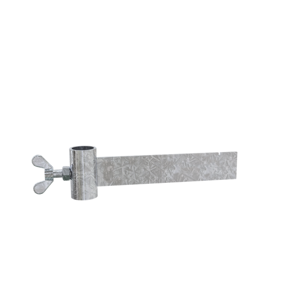 Plumb line holder | for screw- fitting to twine poles, held by screw, with welded flat iron and notch as rope guide, can be installed on twine poles  18mmpainted